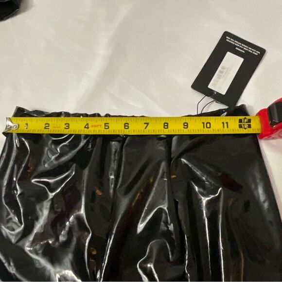 PrettyLittleThing Black Vinyl Extreme Two Piece Set 4/6 Goth Rocker Cosplay Punk - Picture 9 of 16